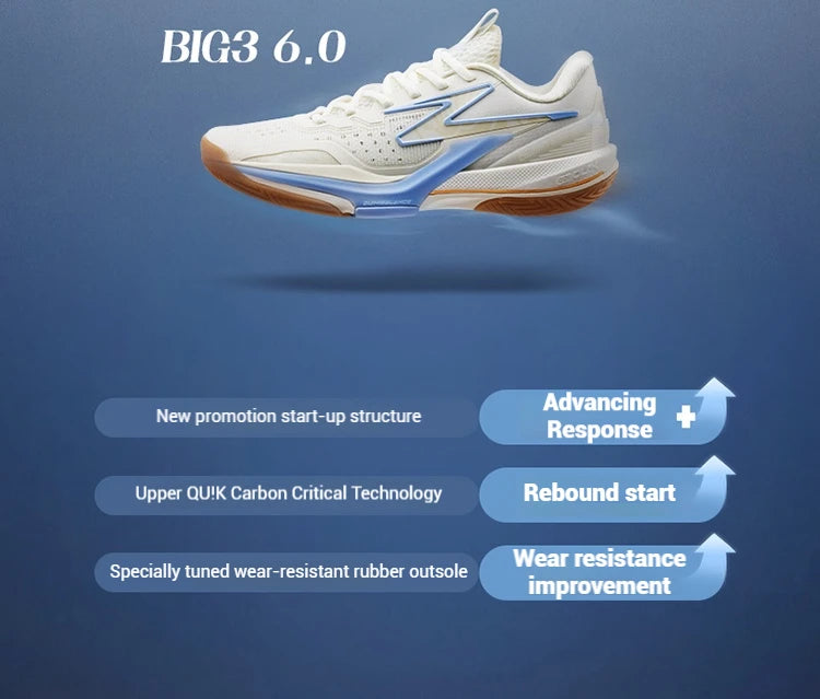 BIG3 6.0 Men's Basketball Sports Shoes Wear-Resistant Non-Slip Combat Breathable Rebound Sneakers Male 672521121