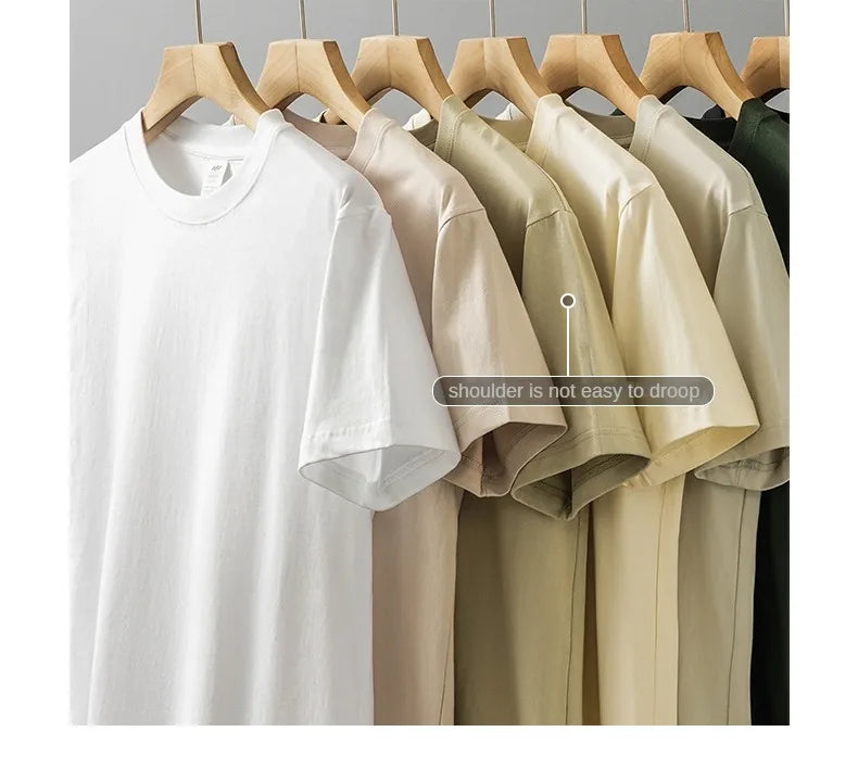 8.1Oz 230gsm Men's Pure Cotton T Shirts 2025 Summer New Oversizes Solid Color T-Shirts for Men and Women Customizable