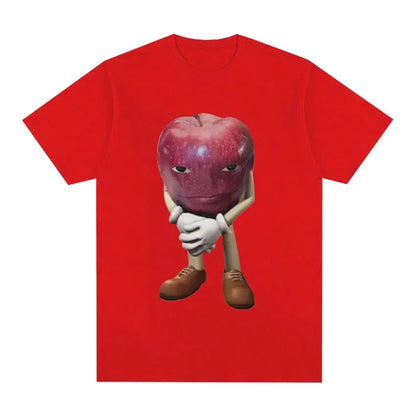 Funny Me Asf Apple with Face Meme T Shirt Unisex Fashion High Quality T Shirts Retro Casual Short Sleeve T-shirt Tops