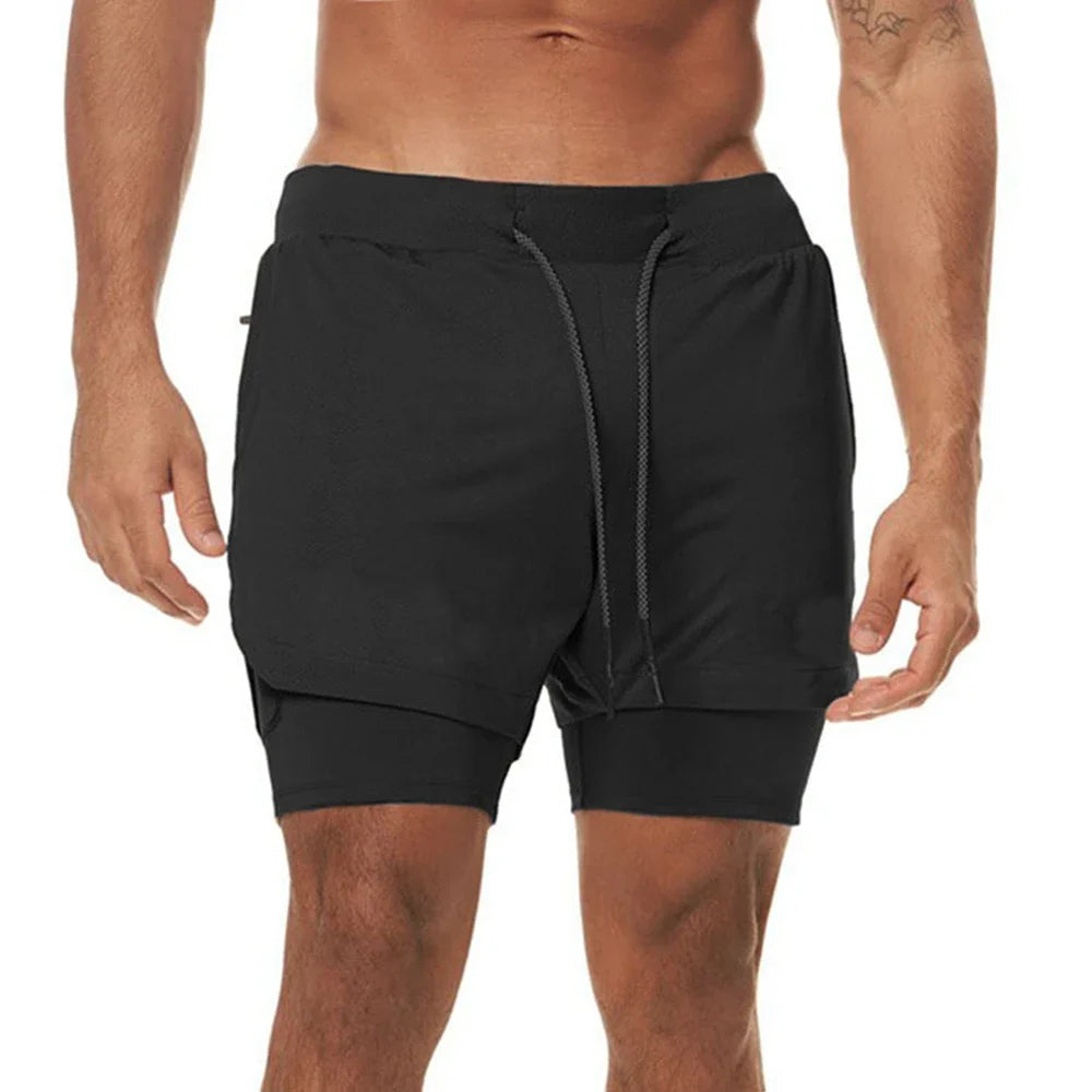 Plus 5XL Men's Fitness Shorts 2 IN 1 Jogger Streetwear Shorts Gym Bodybuilding Breathable Quick Dry Running Shorts Huge Size