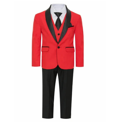 Slim Fit Boy's Suit Set 3 Pieces Tuxedo For Formal Occasion Blazer Vest And Pants Kids Outfit For Wedding Prom School Activities