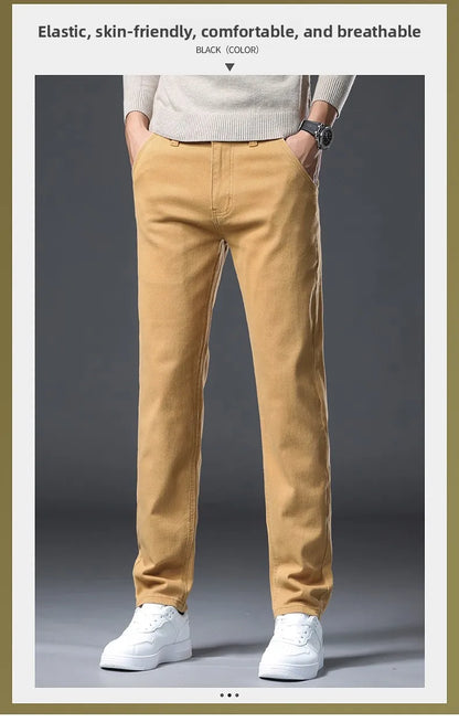 Classic Style 3 Colors Autumn Men's Slim Brown Jeans High Quality Business Casual High Stretch Denim Pants Male Brand Trousers