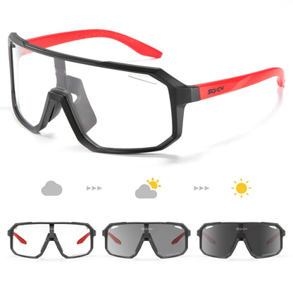Scvcn New Men's UV400 Photochromic Cycling Sunglasses Women Sports Running Eyewear for Men Glasses Road Bike Bicycle Goggles