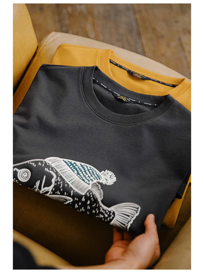 Vintage Flocked Print Short-sleeved T-shirts Animal Pattern Cotton Round Neck Tops for Men's Summer Casual Loose Fit Tee