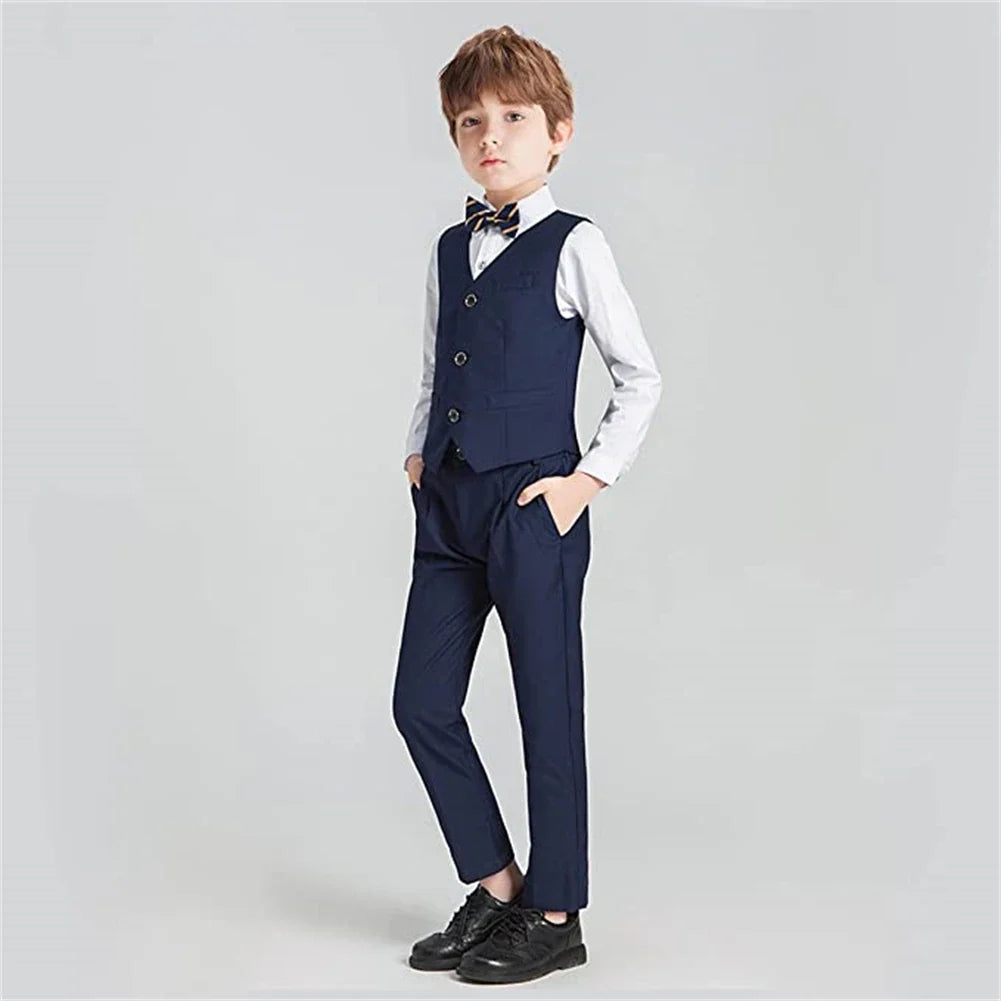 Brand Selection Black Suit Set for Kids 3-14 Yrs, Three Pieces Boys Formal Suits Set for Wedding, Communion Back to School Suit