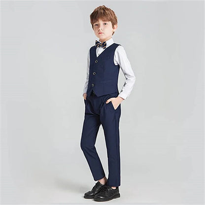Brand Selection Black Suit Set for Kids 3-14 Yrs, Three Pieces Boys Formal Suits Set for Wedding, Communion Back to School Suit