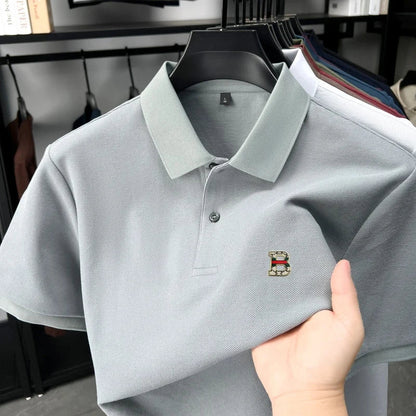 High end brand 100% cotton short sleeve polo shirt men's summer new soft breathable lapel T-shirt fashion letter embossed top