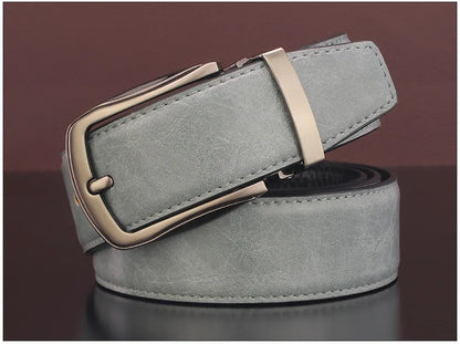 High quality pin buckle genuine leather fashion designers belts men casual luxury gray Cowskin young men ceinture homme B584