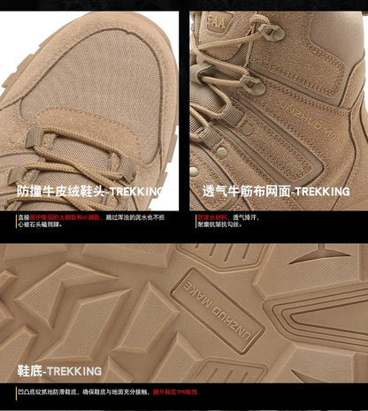 Men Hunting Hiking Shoes Brand Tactical Boots Waterproof Lace Up Desert Unisex Size Plus Army Boots Motorcycle Climbing Shoes