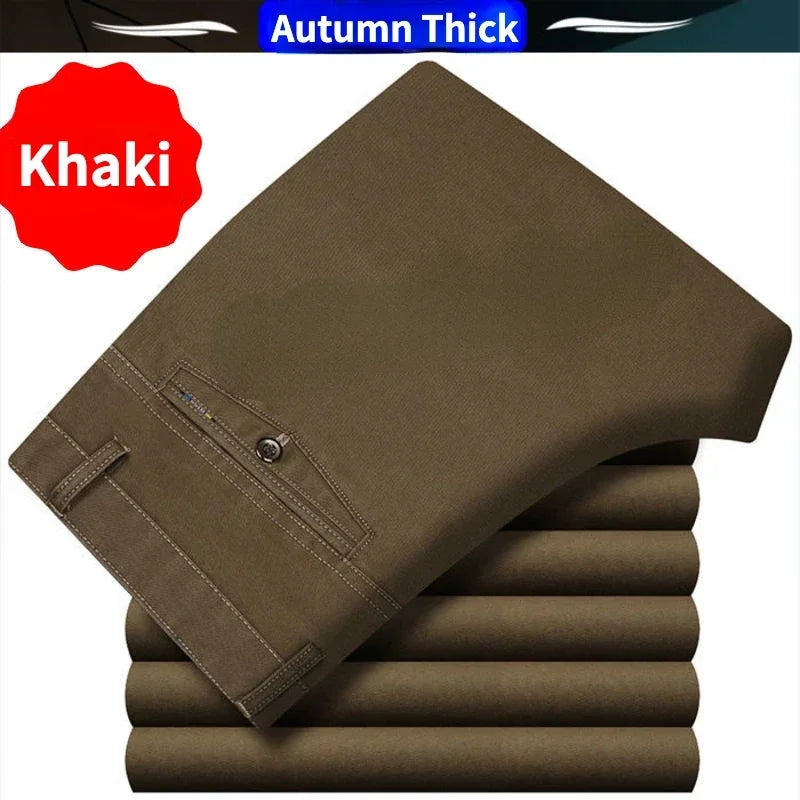 100% Cotton Summer Thin Suit Pants Mens Casual Autumn Thick Classic Business Fashion Stretch Trousers Male Brand Clothes KOACUS
