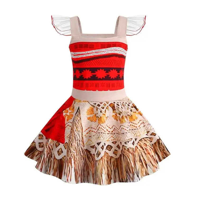 Halloween Moana Halter Dress for Girl Cosplay Moana Princess Costume Hawaii Toddler Vaiana Cute Sundress Two Piece Costume Set