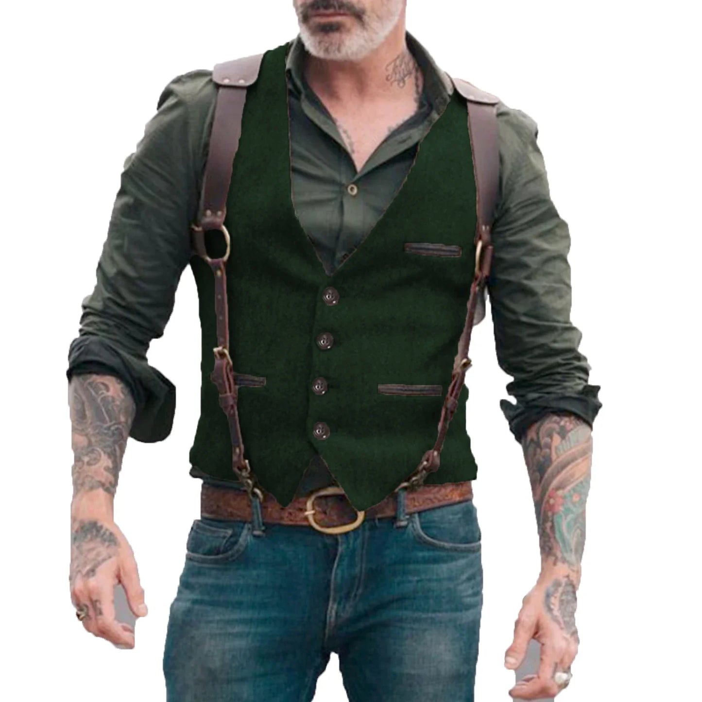 Men's Suit Vest Herringbone Tweed V Neck Business Formal Dress Waistcoat for Wedding Suit or Tuxedo