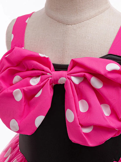 Polka Dot Girls Party Dresses Sleeveless Summer Bowknot Princess Dress Cartoon Mouse Cosplay Costume Kids Birthday Gift Outfit