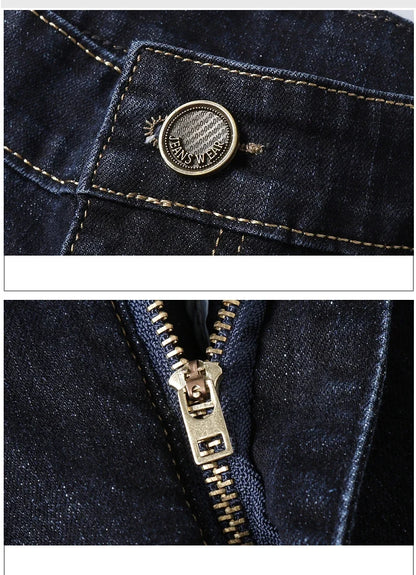 New Men's Fashion  Business Casual Stretch Slim Jeans Classic Trousers Denim Pants Male Black Blue