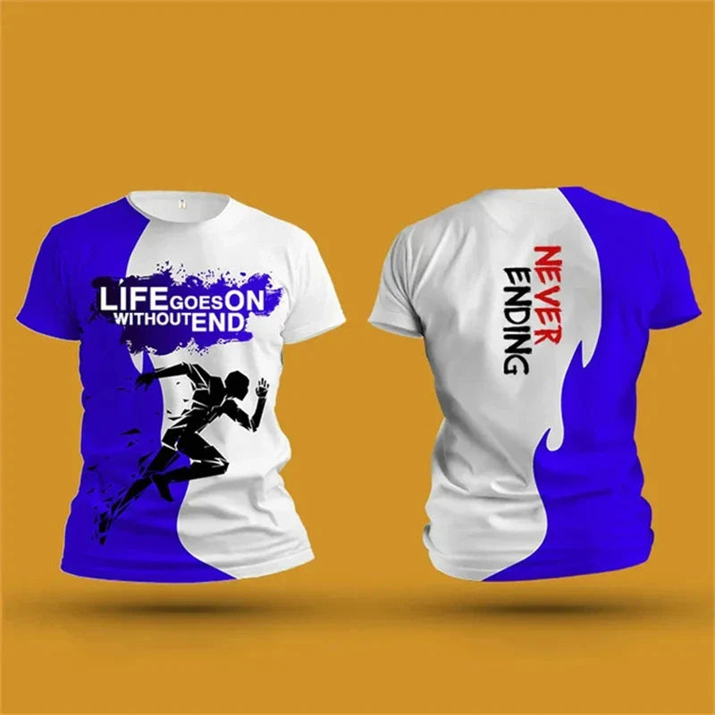Men's T shirt Outdoor Fitness Run Sports T-Shirts Summer New Casual Women's Short Sleeve Tops Fashion 3D Gradient Harajuku Tops