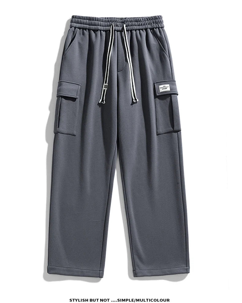 Korean Autumn Big Size Sweatpant Men Loose Baggy Sport Jogging Trouser Male Casual Work Sweat Pants Large Plus Jogger Grey Black