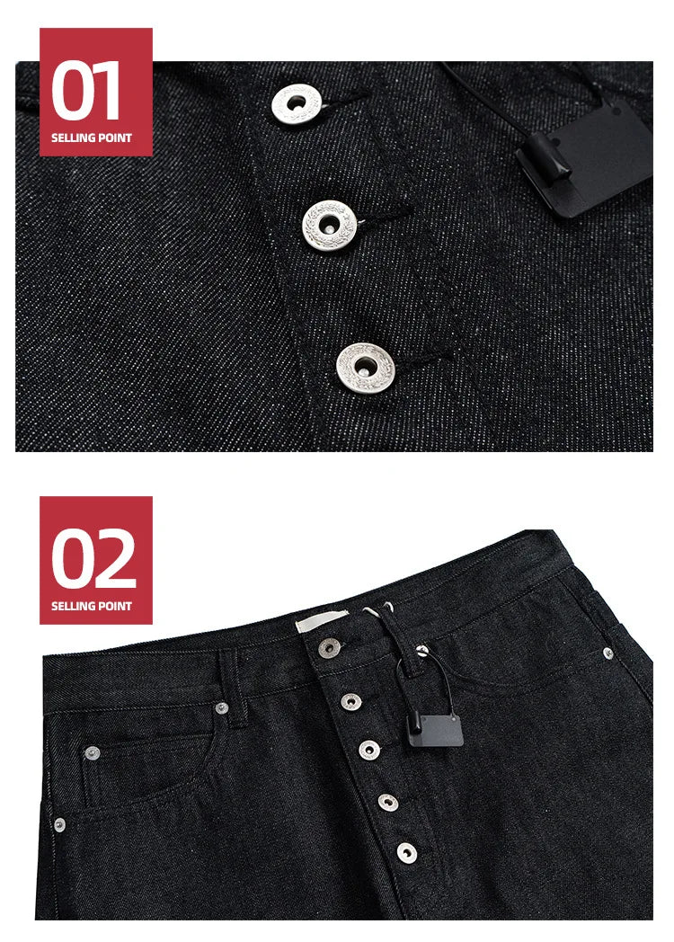 High Street Cleanfit Drak Blue Jeans for Men and Women Straight Vintage Casual Denim Trousers ZJ089