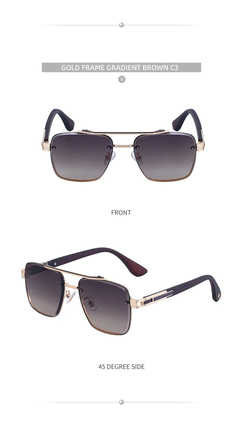 2025 Square Sunglass Men Luxury Sunscreen Rimless Sunglasses Women Vintage Fashion Glasses Gafas De Sol Hombre Lunette De Soleil