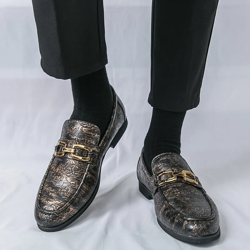 Leather Shoes Men's Business Shoes Luxury Brand Loafers Dress Moccasins Breathable Slip on Black Driving Shoes Male Formal Shoes