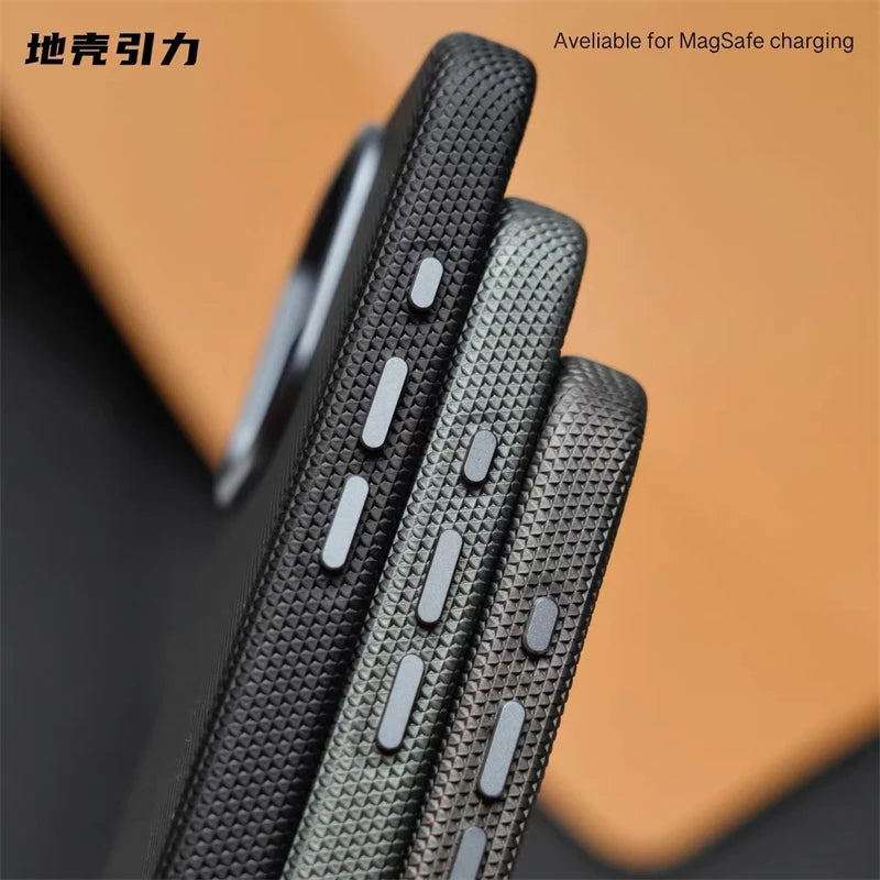 For Magsafe Fine Grained Leather Case For iPhone 17 Pro Max Ari 16 15 14 13 Metal Lens Frame Wireless Charge Accessories Cover
