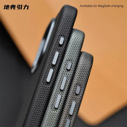 For Magsafe Fine Grained Leather Case For iPhone 17 Pro Max Ari 16 15 14 13 Metal Lens Frame Wireless Charge Accessories Cover