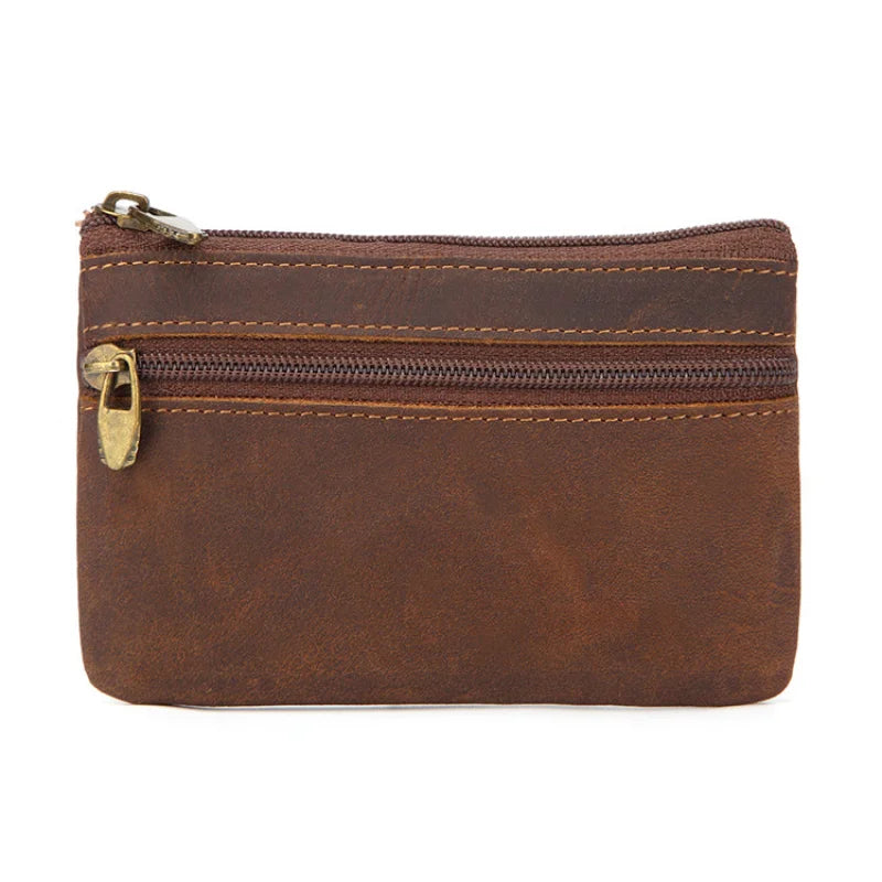 New Cow Leather Men's And Women's Change Vintage Coin Bag Headphone Purse Storage Mini Bag For Man And Woman