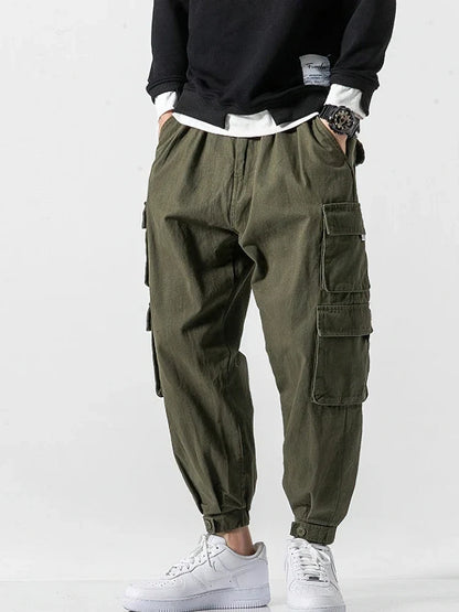 Korean Streetwear Cargo Jogger Pants Men Joggeing Loose Casual Sport Ankle-Lenght Trousers Fashion Sweatpants Male