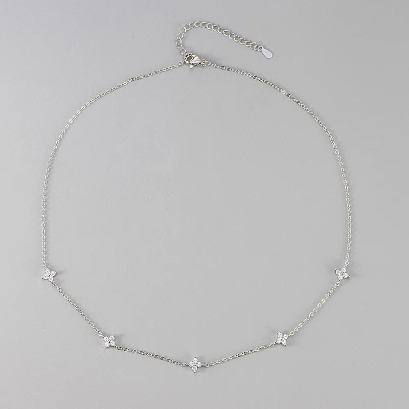Four-Leaf Clover Moissanite Necklaces for Women Certified 2mm Lab Diamond Choker 925 Sterling Silver Chian Fine Jewelry Gifts