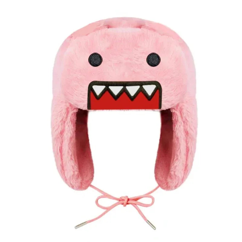 Autumn/Winter Outdoor New Cartoon Embroidered Windproof Ear Flaps Double Lining Cotton Warm Coral Fleece Lei Feng Hat