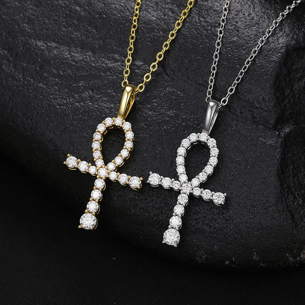 D VVS1 Moissanite Cross Pendant Necklace Full Diamond with GRA Wedding Party Jewelry Rope Chain Necklaces for Women Man