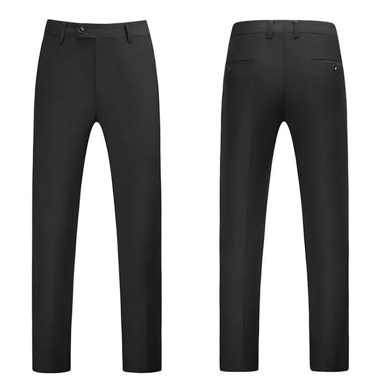 19 Colors High Quality Men's Solid Color Slim Fit Suit Pants Fashion Formal Business Social Groom Wedding High End Trousers