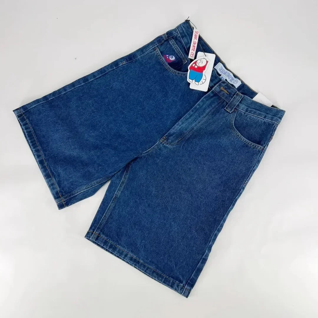 Big Boy Casual Denim Shorts Y2k Retro Baggy Hip Hop Cartoon American Harajuku Embroidered Men Shorts  Fashion Street Wear Jorts