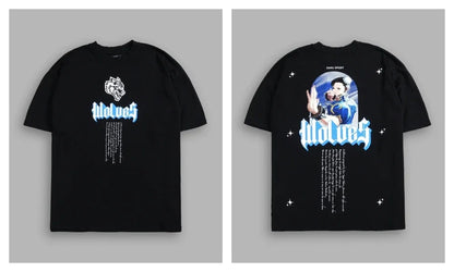 WOLVES CLUB STABILITY "PREMIUM" OVERSIZED TEE IN BLACK Summer Men's and Women's T-shirt Fashion Loose Printed Tops