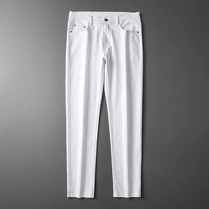 Men’s Korean Style Slim Straight Jeans Spring Cotton Stretch Denim Pants Comfort Fitted Casual Fashion Soft Male Daily Trousers