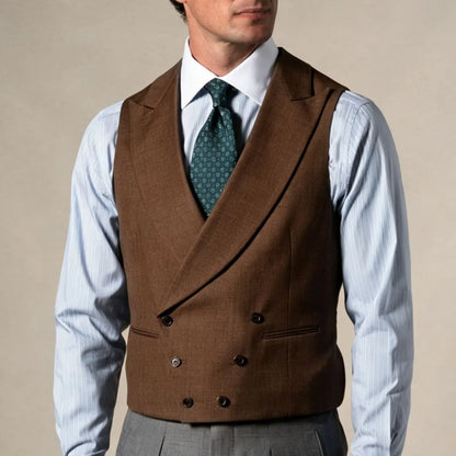Men Vest Gray Double Breasted With Lapel Solid Waistcoat For Wedding Banquet Business Work Office Casual Daily Men Suit Vest