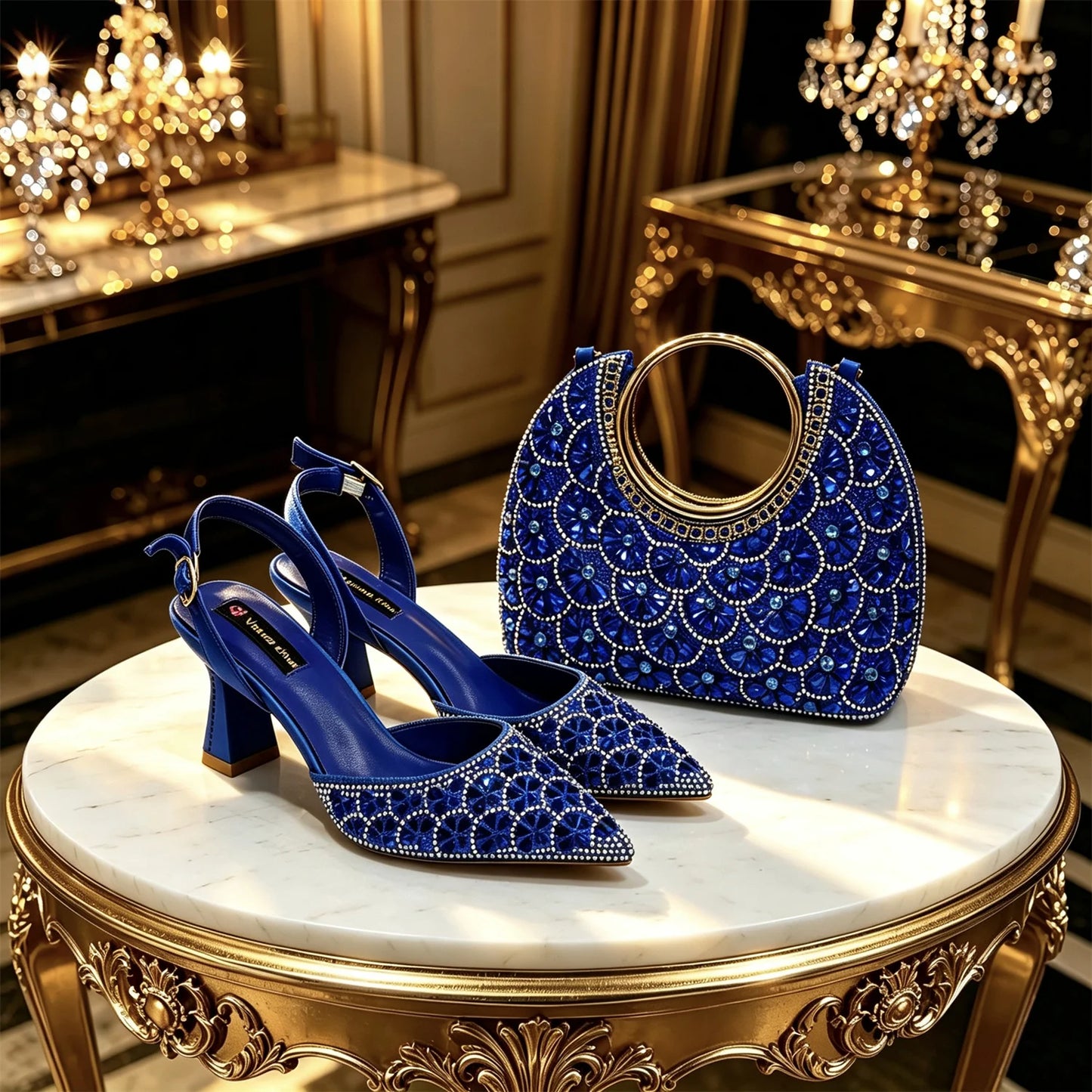 2026 New Arrival Italian-Inspired Peach Rhinestone Pointed Toe Women’s High Heels with Matching Handbag Set – Elegant Wedding