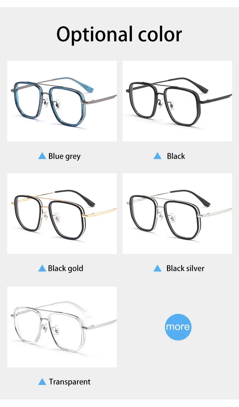 Ultra Lightweight Titanium Frame TR90 Retro Polygonal Eyeglasses Frames Anti Blue Light Glasses Customizable Prescription