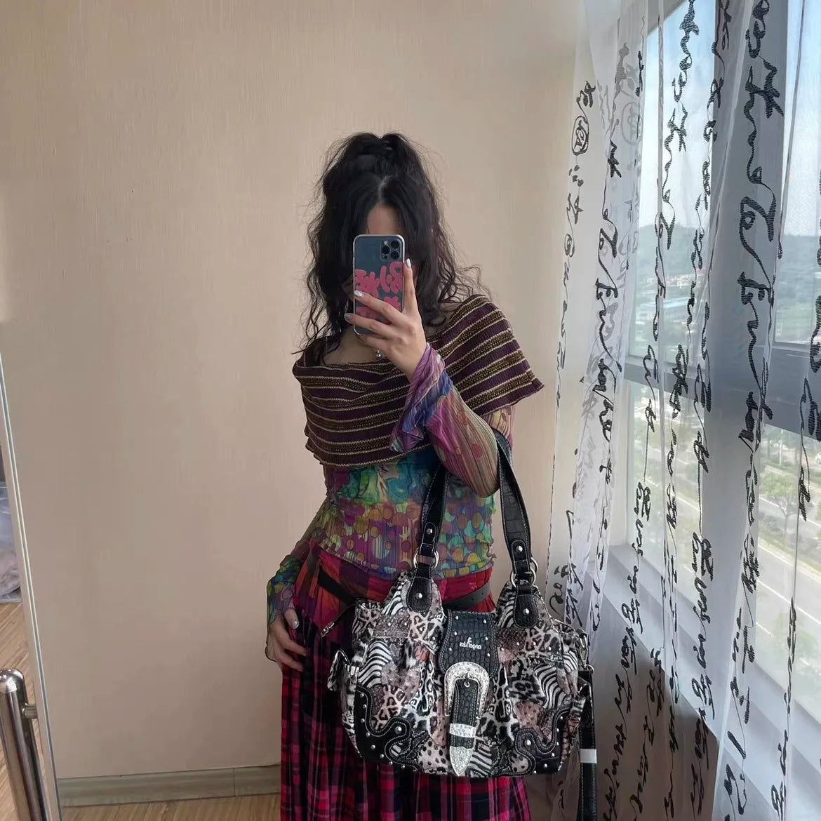 Women Handbag Stitching Leopard Top-handle Shoulder Bag PU Dumpling Pack Multi-pockets Shoulder Bags Phone Money Pack