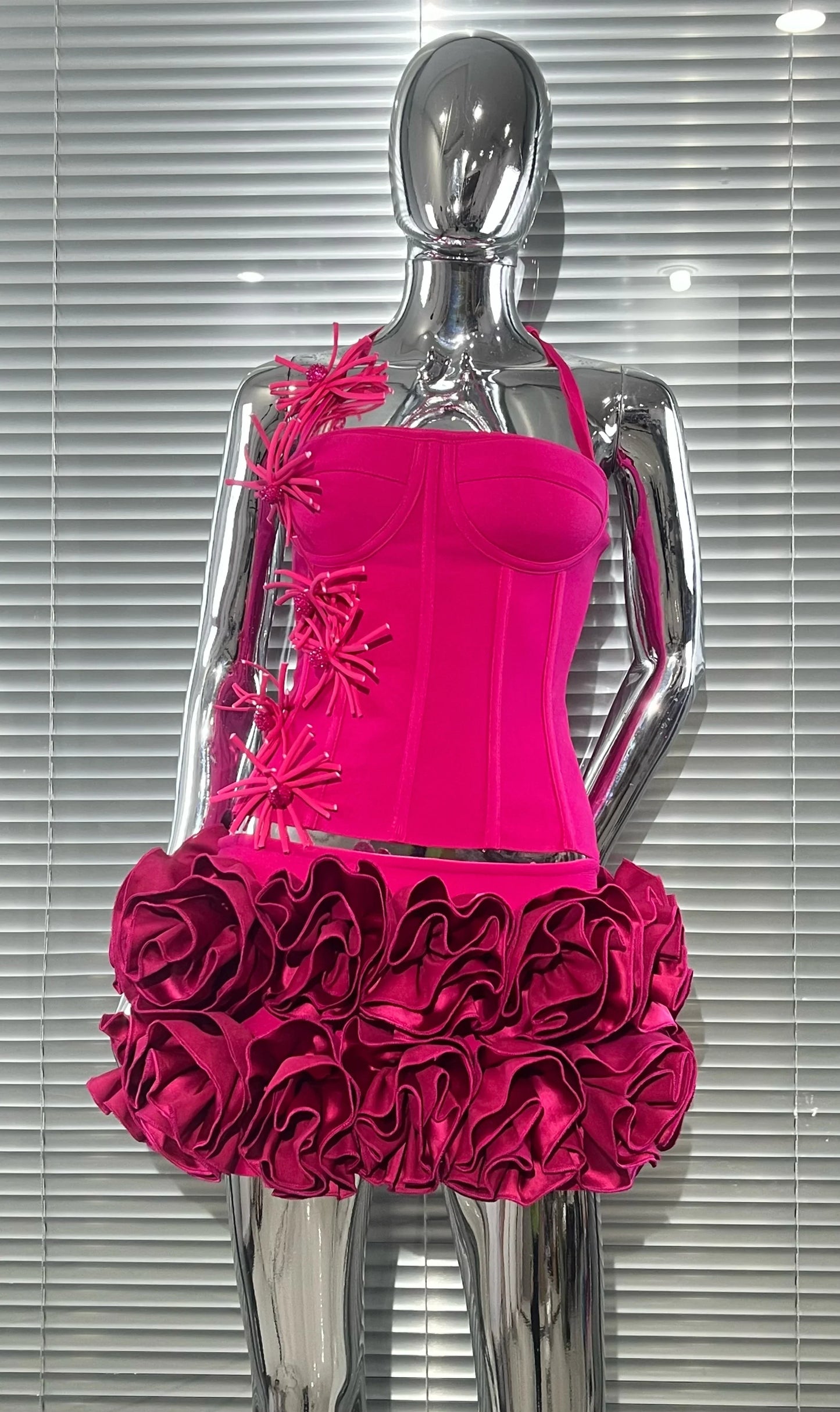 Black Red Color Women Sexy Strapless Laced-up Tops Florlas Bodycon Mini Skirt Set Celebrate Birthday Party Cocktail Dress