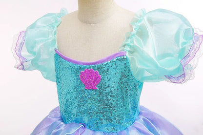 Summer Girl Mermaid Dress For Children Birthday Party Princess Cosplay Costume Ariel Halloween Fantasy Dress Summer Elegant Gown