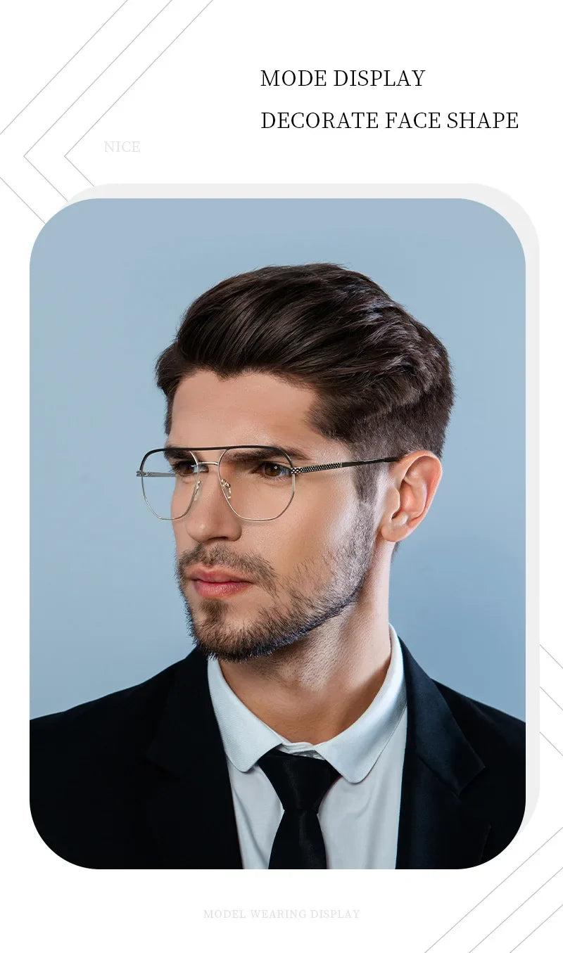 Fashion Metal Eyeglasses Frames New Double-Beam Eyeglasses Frames Anti-Blue Light Eyeglasses Customizable Prescription