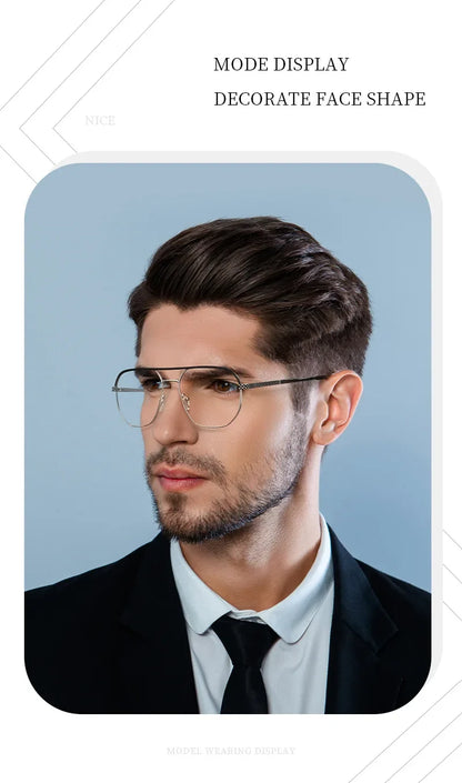 Fashion Metal Eyeglasses Frames New Double-Beam Eyeglasses Frames Anti-Blue Light Eyeglasses Customizable Prescription
