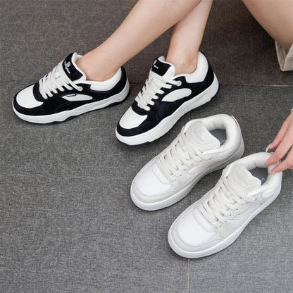 Women Walking Shoes Comfort Leather Casual Sneakers Female Fashion Skateboarding Shoes Non-Slip Height Increase