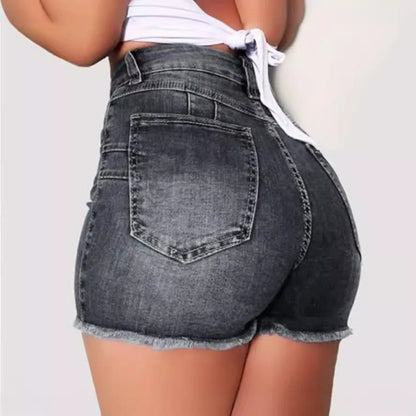 Sexy Hot Slim Denim Shorts Women Fashion Trendy All-match Solid Color Tight High Waist Short Jeans Lady Commuting Cowboy Outfits
