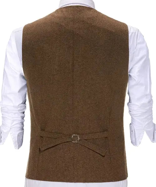 Men Vest Silver Herringbone V Neck Single Button Waistcoat For Wedding Banquet Birthday Business Casual Work Men Suit