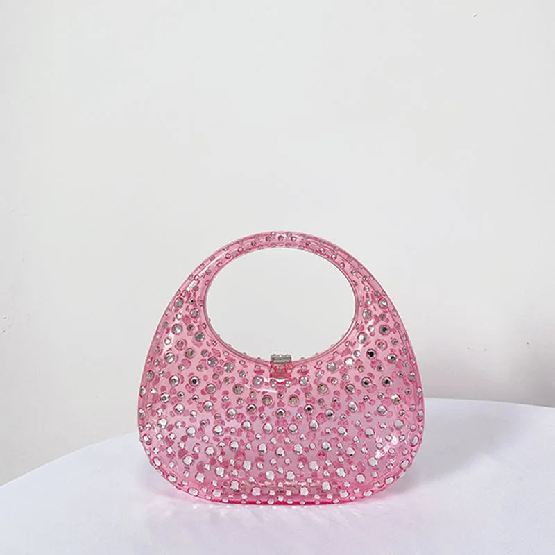 Fashion Women Diamond Handbags and Purses Transparent Acrylic Luxury Party Prom Evening Bag Casual Bling Bling Clear Clutch
