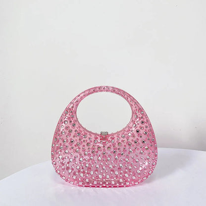 Fashion Women Diamond Handbags and Purses Transparent Acrylic Luxury Party Prom Evening Bag Casual Bling Bling Clear Clutch
