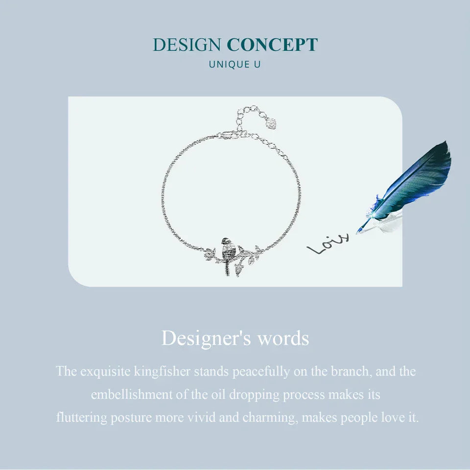 925 Sterling Silver Kingfisher Bracelet Original Design Bracelet Women Silver Jewelry for Party BSB127