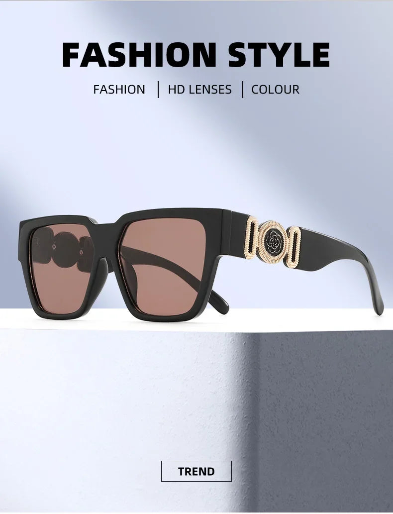 INS 2026 New Fashion Sunglasses Women Wide-leg Sun Glasses Men Trendy Brand Square Oversized Anti Blue Light Flat Mirror UV400