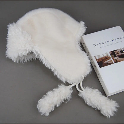 Real Fur Wool Hat Unisex New Winter Warm Bomber Russian Ushanka Hats With Ear Flaps Cow Leather Thick Snow Earflaps Baseball Cap